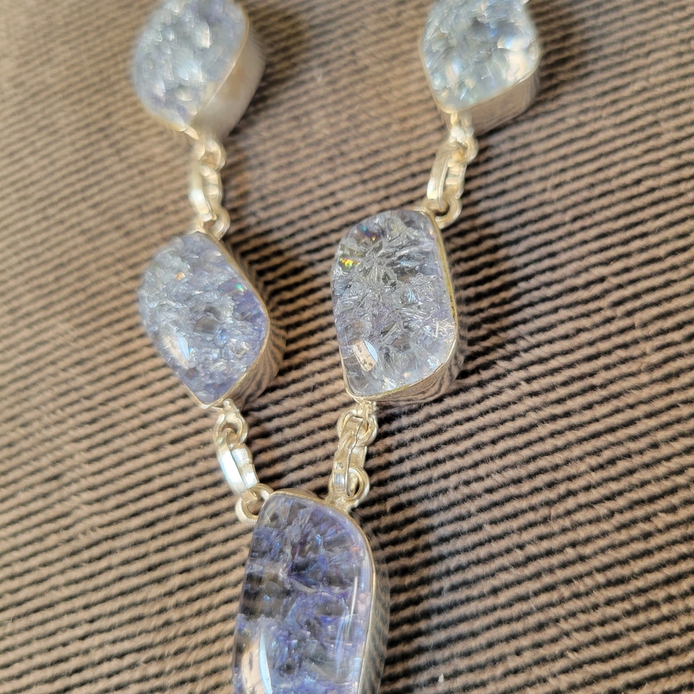 Elegant Silver and Blue Stone Necklace
